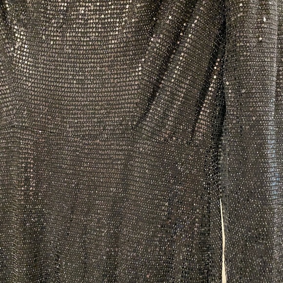 Abyss by Abby / black long sleeve ruched high slit shimmer Sequin dress XS - Picture 2 of 7